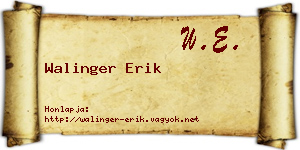 Walinger Erik névjegykártya
